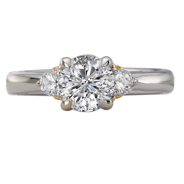 3-Stone Semi-Mount 14K White Gold Romance Collection Wedding Ring.