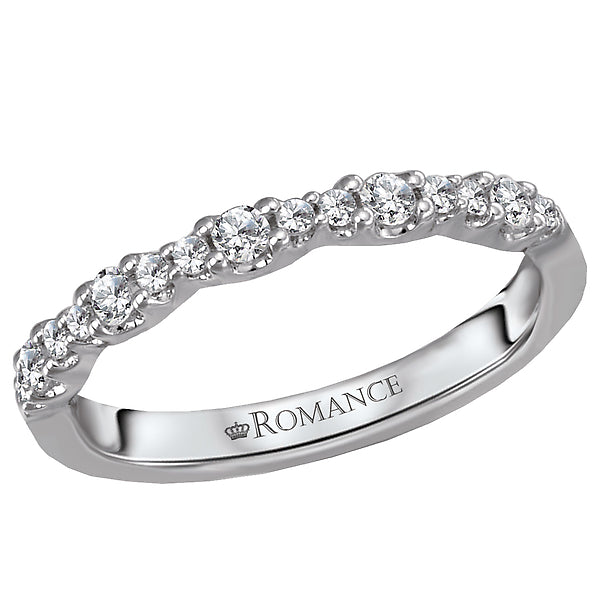 14K White Gold Romance Collection Wedding Band.