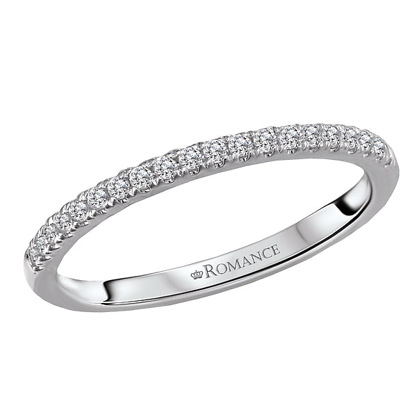 14K White Gold Romance Collection Wedding Band.