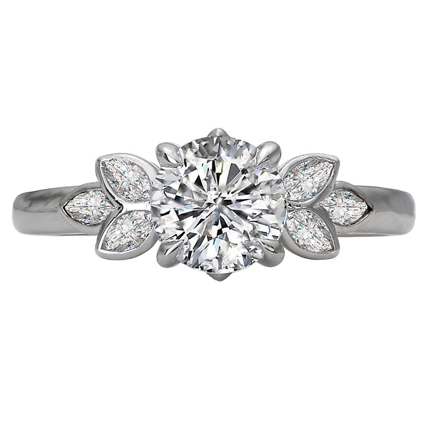 14K White Gold Classic Semi-Mount Romance Collection Wedding Ring.