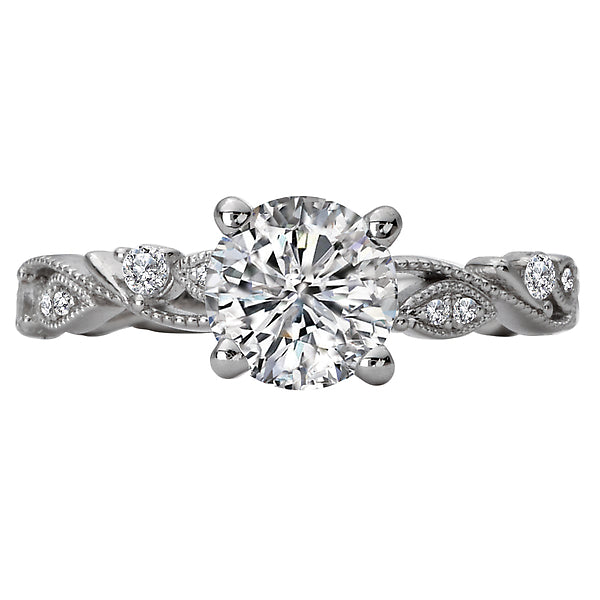 14K White Gold Classic Semi-Mount Romance Collection Wedding Ring.