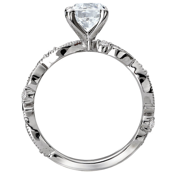 14K White Gold Classic Semi-Mount Romance Collection Wedding Ring.