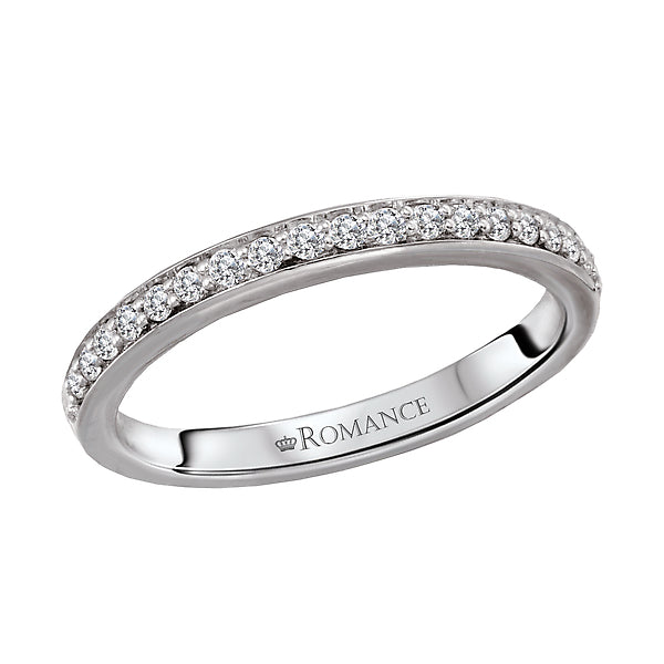 14K White Gold Romance Collection Wedding Band.