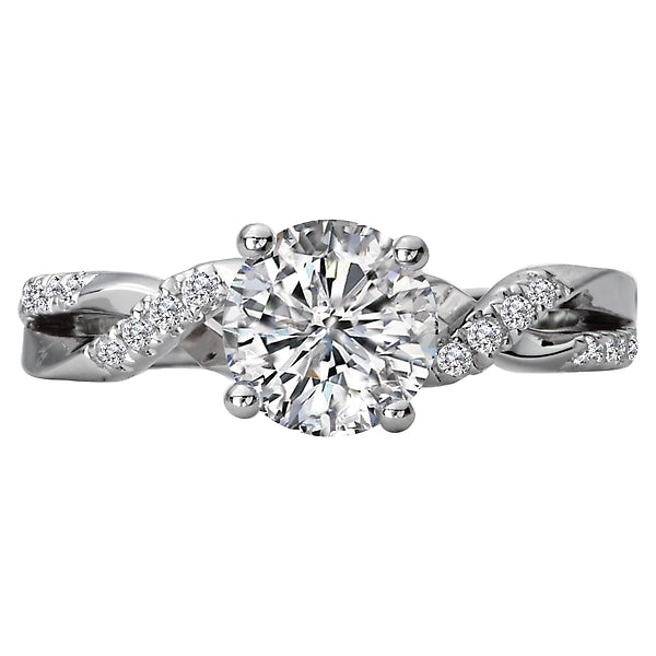 14K White Gold Classic Semi-Mount Romance Collection Wedding Ring.