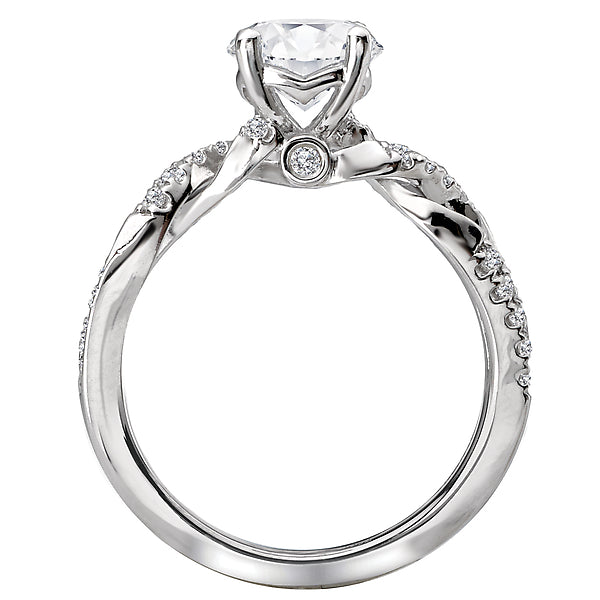 14K White Gold Classic Semi-Mount Romance Collection Wedding Ring.