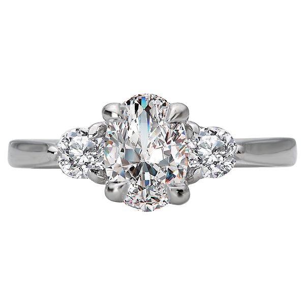 3-Stone Semi Mount 14K White Gold Romance Collection Wedding Ring.