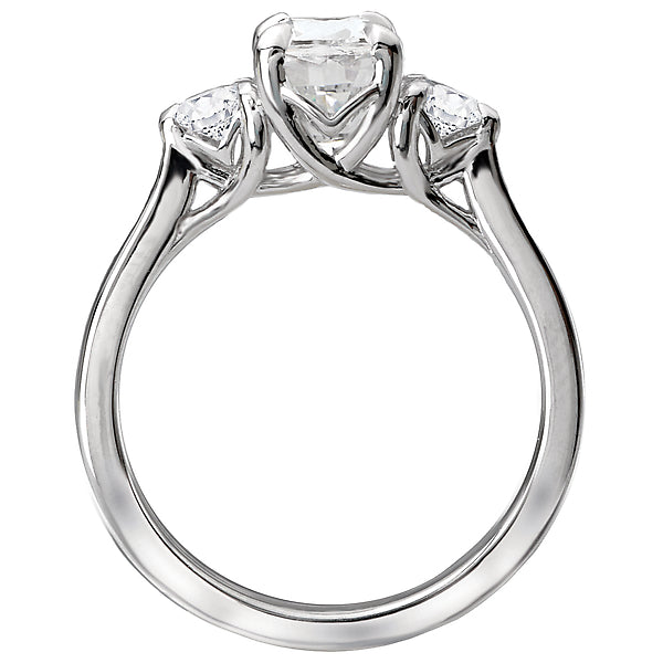 3-Stone Semi Mount 14K White Gold Romance Collection Wedding Ring.