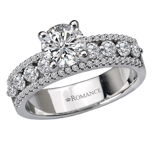 Classic Semi-Mount 14K White Gold Romance Collection Wedding Ring.