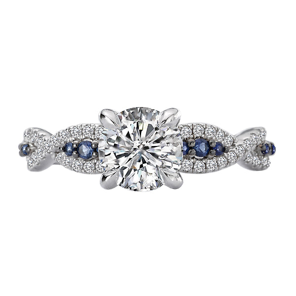 14K White Gold Classic Semi-Mount Romance Collection Wedding Ring.