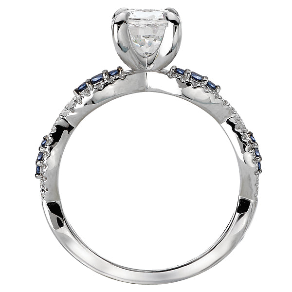 14K White Gold Classic Semi-Mount Romance Collection Wedding Ring.