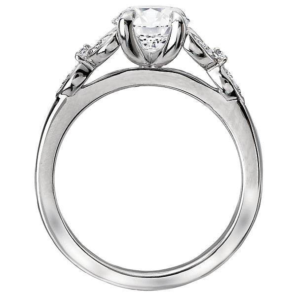 14K White Gold Classic Semi-Mount Romance Collection Wedding Ring.