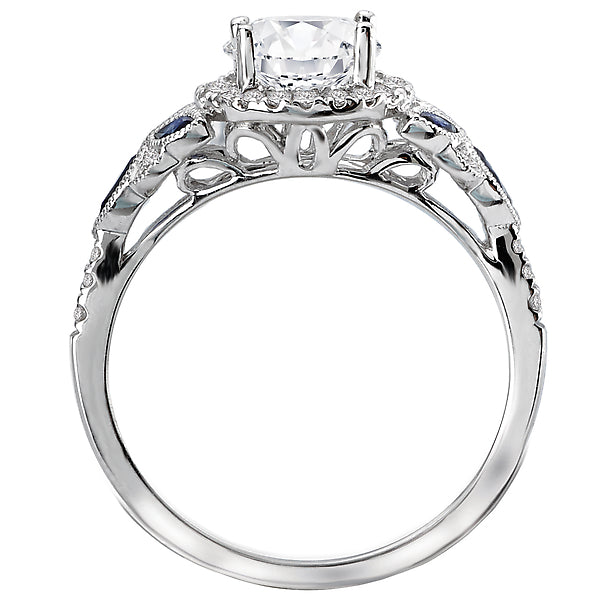 14K White Gold Classic Semi-Mount Romance Collection Wedding Ring.