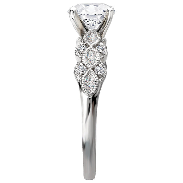 14K White Gold Classic Semi-Mount Romance Collection Wedding Ring.