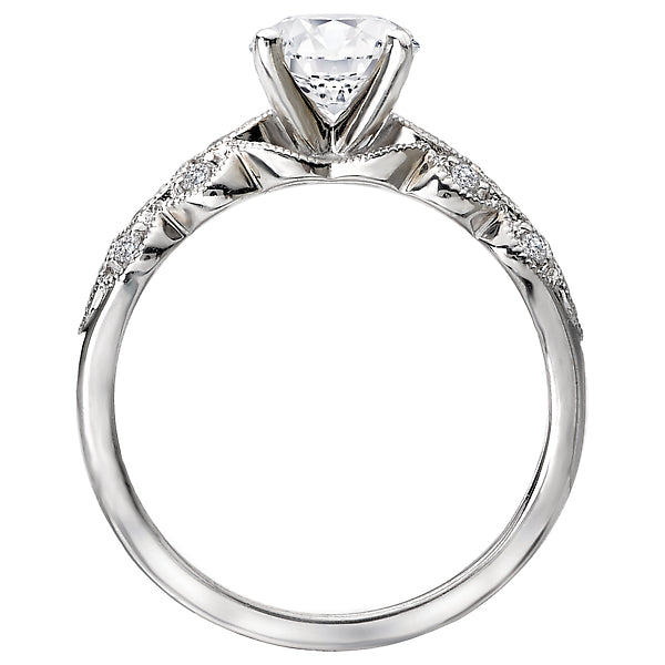 14K White Gold Classic Semi-Mount Romance Collection Wedding Ring.