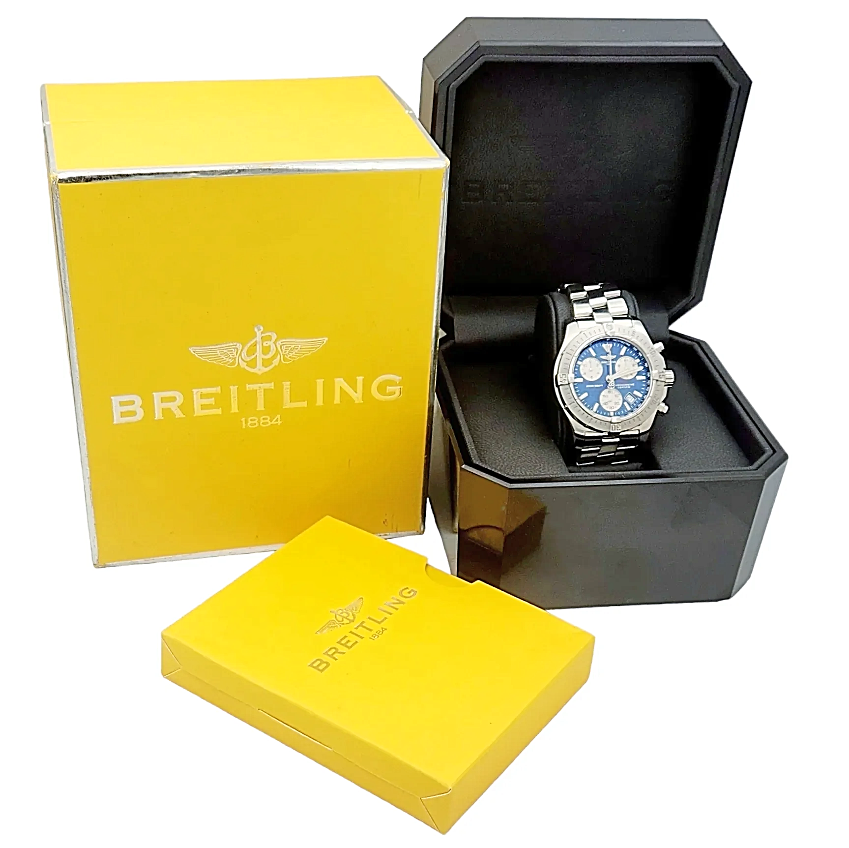 Men's Breitling 41mm Colt Stainless Steel Watch with Blue Chronograph Dial. (Pre-Owned A73380)