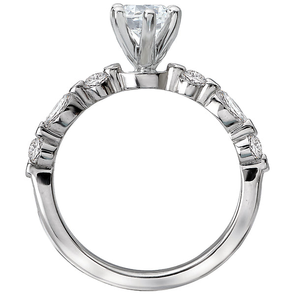 14K White Gold Classic Semi-Mount Romance Collection Wedding Ring.