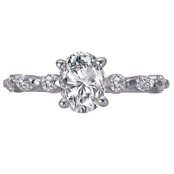 14K White Gold Classic Semi-Mount Romance Collection Wedding Ring.