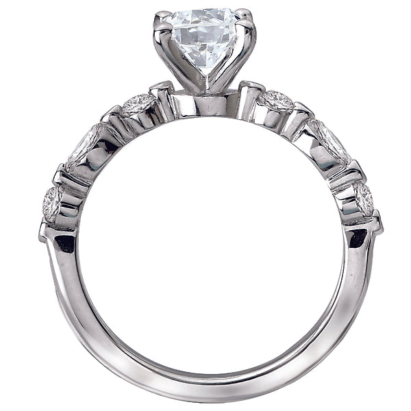 14K White Gold Classic Semi-Mount Romance Collection Wedding Ring.