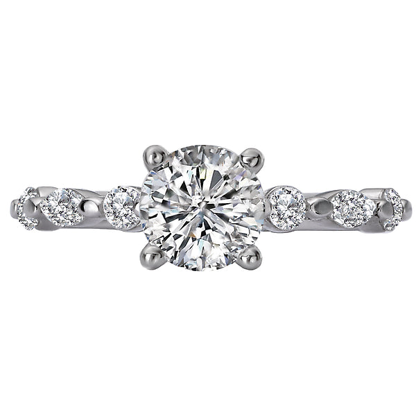 14K White Gold Classic Semi-Mount Romance Collection Wedding Ring.