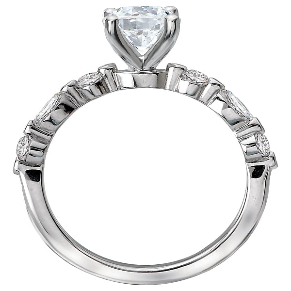 14K White Gold Classic Semi-Mount Romance Collection Wedding Ring.