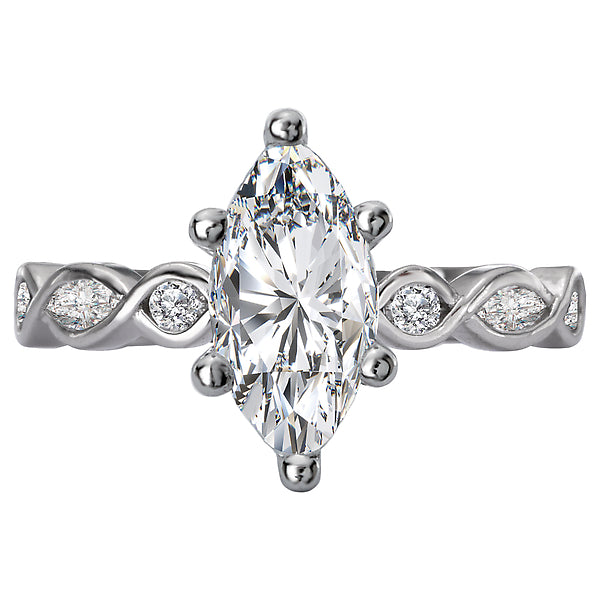 14K White Gold Classic Semi-Mount Romance Collection Wedding Ring.