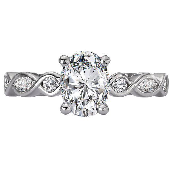 14K White Gold Classic Semi-Mount Romance Collection Wedding Ring.