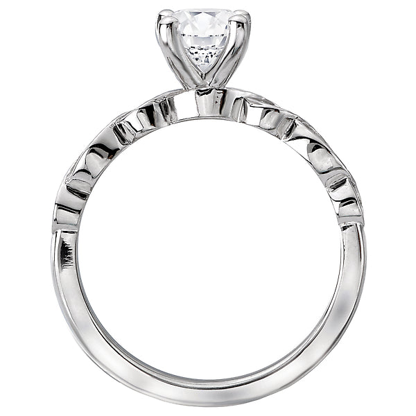 14K White Gold Classic Semi-Mount Romance Collection Wedding Ring.