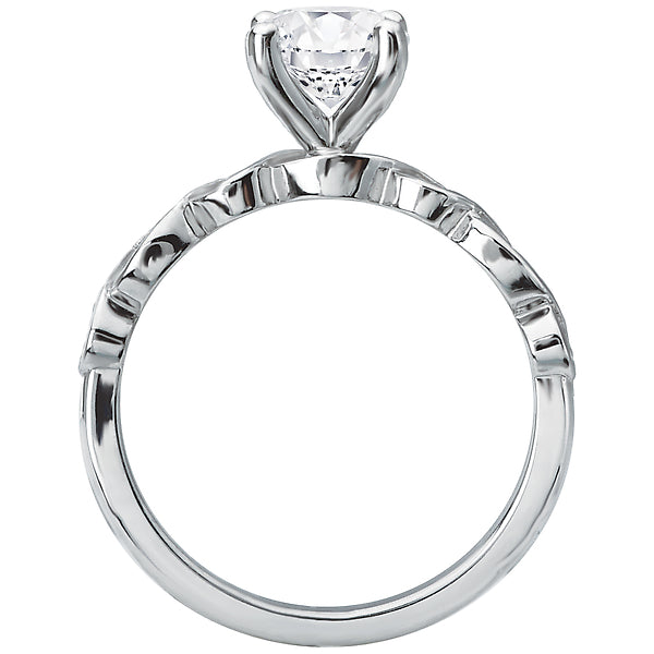 14K White Gold Classic Semi-Mount Romance Collection Wedding Ring.