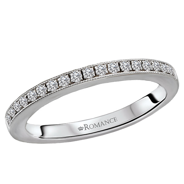 14K White Gold Romance Collection Wedding Band.