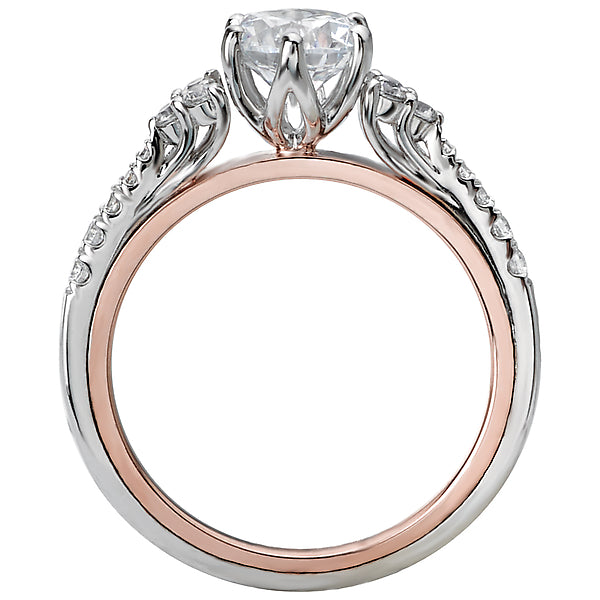 14K Two Tone White / Rose Gold Semi-Mount Romance Collection Wedding Ring.