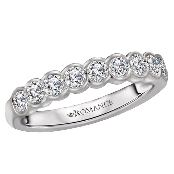 14K White Gold Romance Collection Wedding Band.