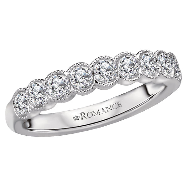 14K White Gold Romance Collection Wedding Band.