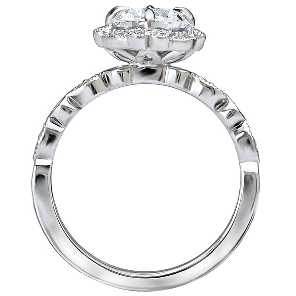 14K White Gold Classic Semi-Mount Romance Collection Wedding Ring.