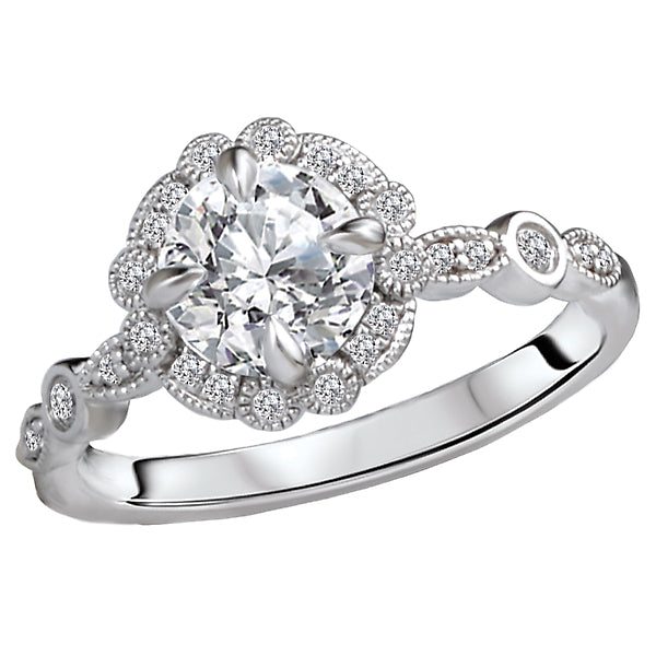 14K White Gold Classic Semi-Mount Romance Collection Wedding Ring.