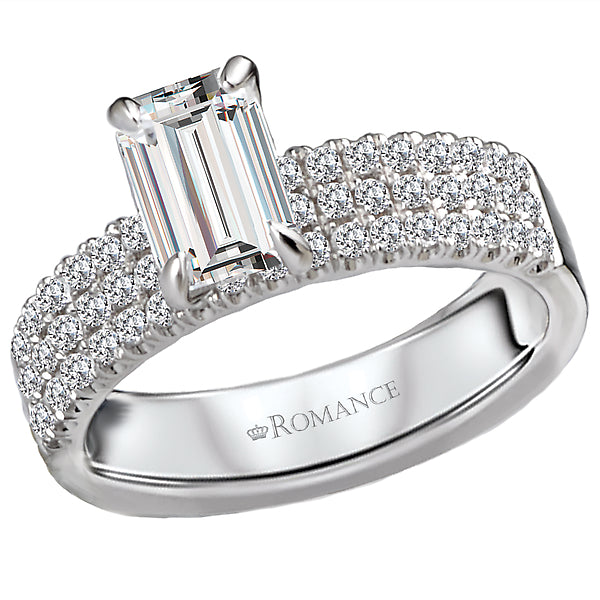 14K White Gold Classic Semi-Mount Romance Collection Wedding Ring.