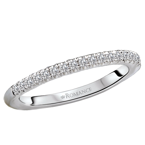 14K White Gold Romance Collection Wedding Band.