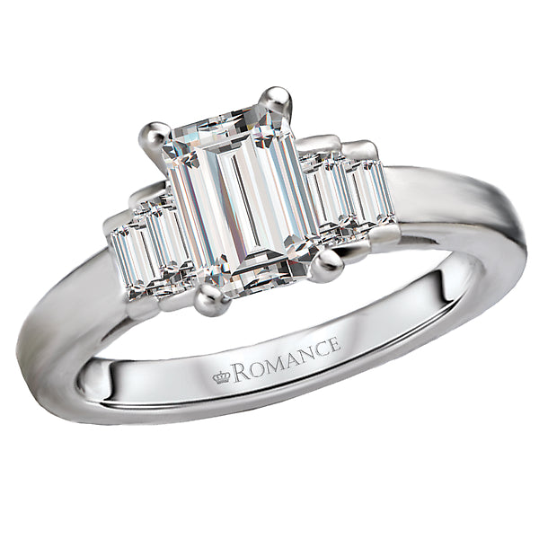 14K White Gold Classic Semi-Mount Romance Collection Wedding Ring.