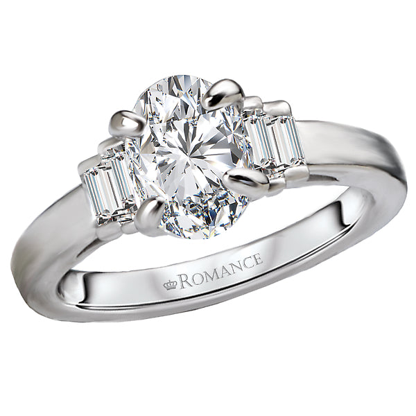 14K White Gold Classic Semi-Mount Romance Collection Wedding Ring.