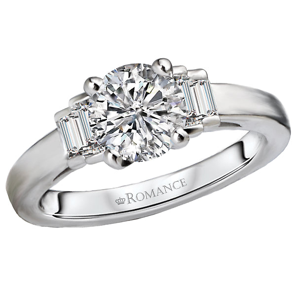 14K White Gold Classic Semi-Mount Romance Collection Wedding Ring.