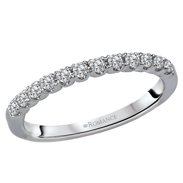 14K White Gold Romance Collection Wedding Band.