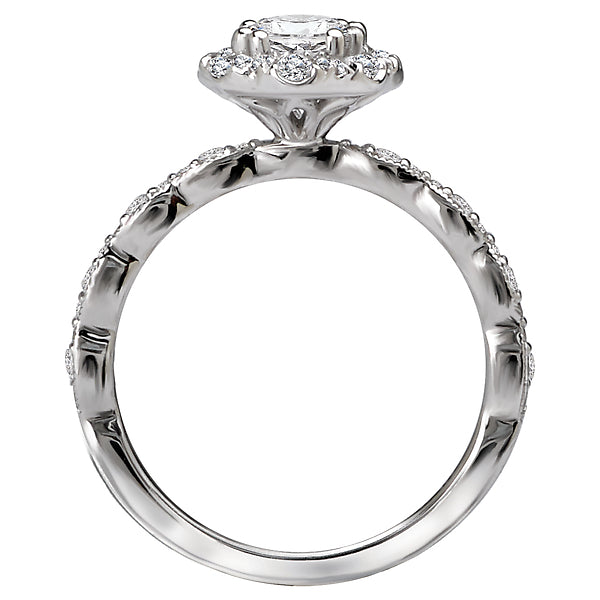 14K White Gold Halo Semi-Mount Romance Collection Wedding Ring.