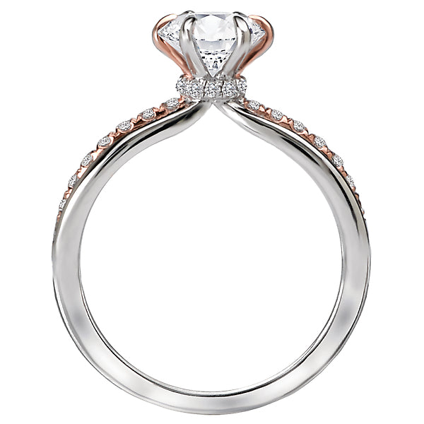 14K Two Tone White / Rose Gold Semi-Mount Romance Collection Wedding Ring.