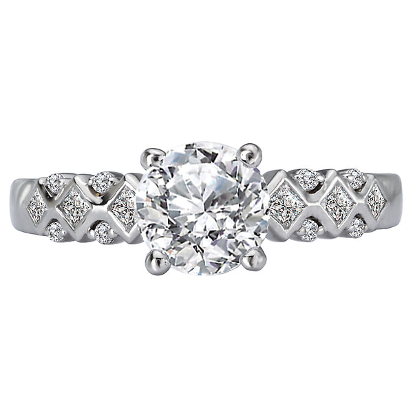 14K White Gold Semi-Mount Romance Collection Wedding Ring.