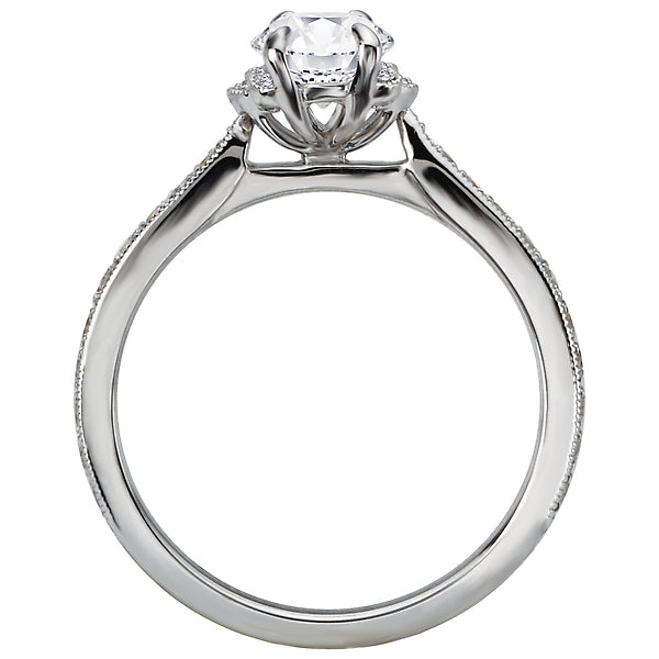 14K White Gold Classic Semi-Mount Romance Collection Wedding Ring.