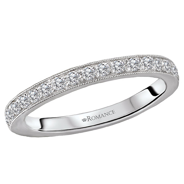 14K White Gold Romance Collection Wedding Band.