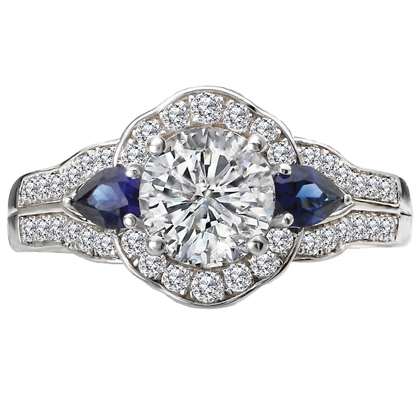 14K White Gold Sapphire and Semi-Mount Romance Collection Wedding Ring.