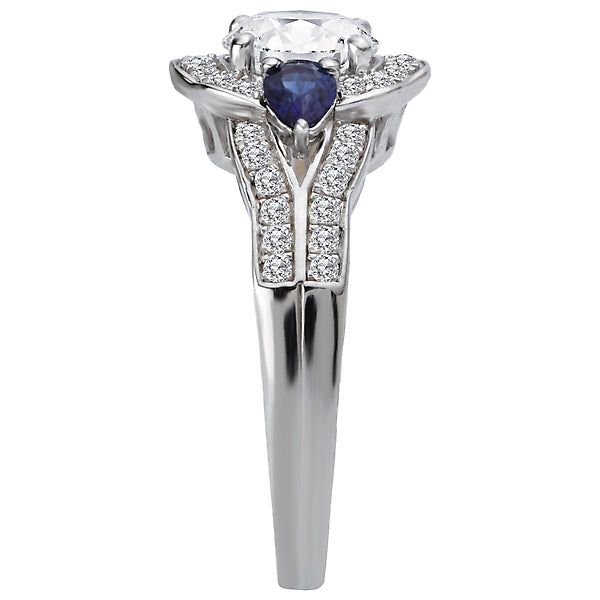 14K White Gold Sapphire and Semi-Mount Romance Collection Wedding Ring.