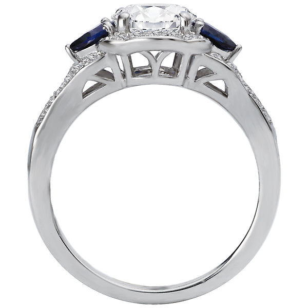 14K White Gold Sapphire and Semi-Mount Romance Collection Wedding Ring.