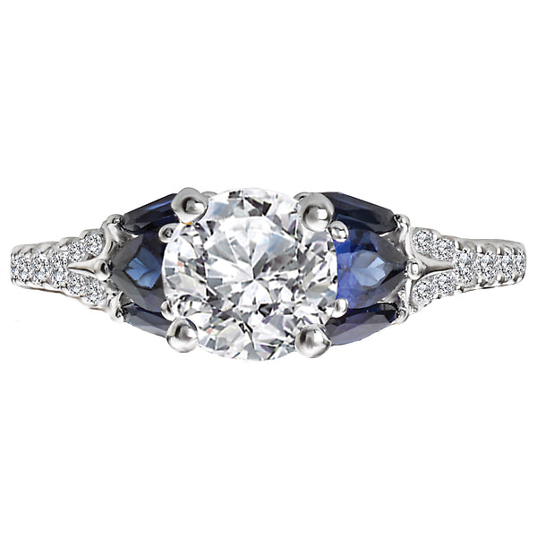 14K White Gold Sapphire and Semi-Mount Romance Collection Wedding Ring.