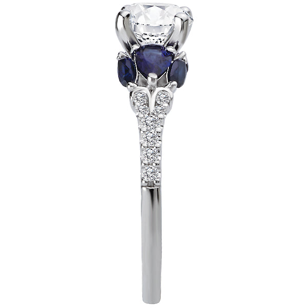 14K White Gold Sapphire and Semi-Mount Romance Collection Wedding Ring.